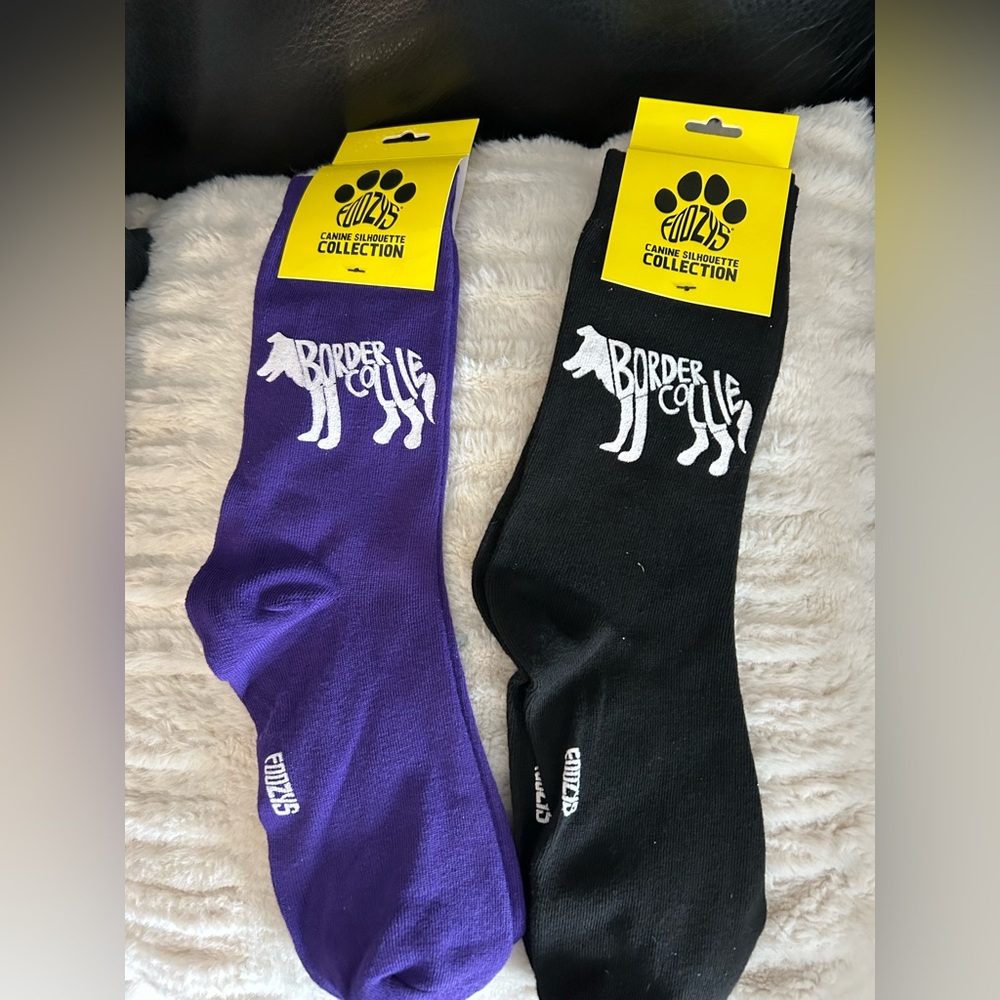 2 pairs of Foozys canine collection One size fits most adult socks Border Collie